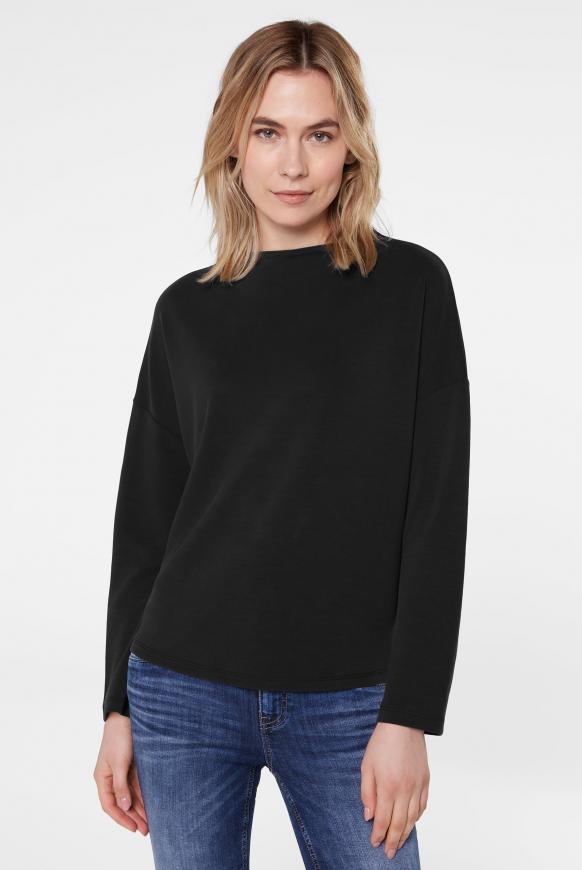 Boxy-Sweatshirt mit Mock-Kragen black