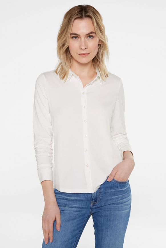 Jersey-Bluse mit Knopfleiste cotton white