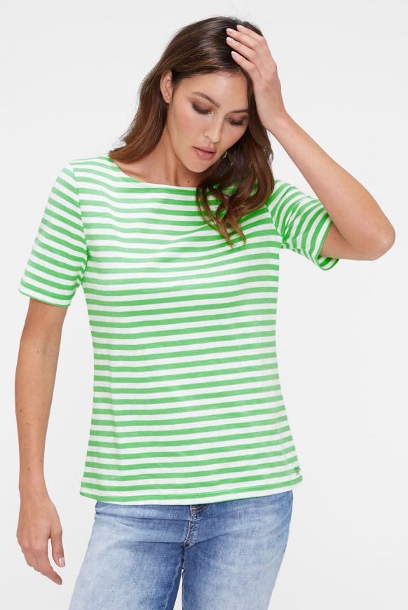 Streifenshirt mit U-Boot-Ausschnitt simply green