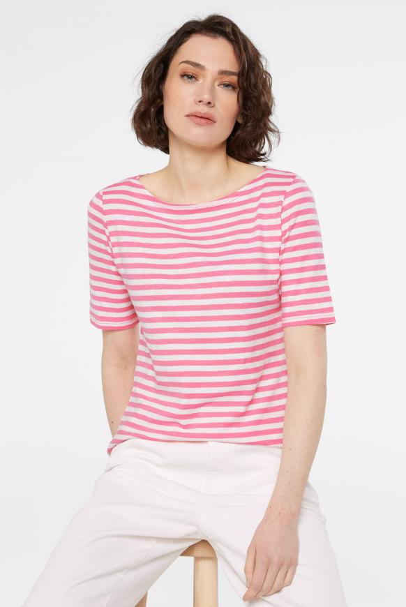 Streifenshirt mit U-Boot-Ausschnitt soft pink