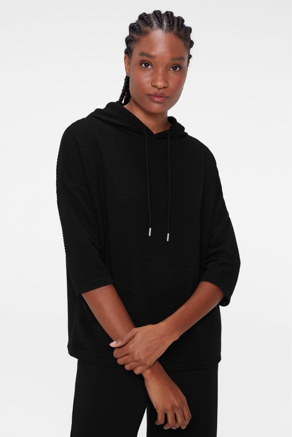 Strukturiertes Kapuzensweatshirt black