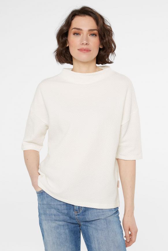 Strukturiertes Sweatshirt mit Kurzarm cotton white