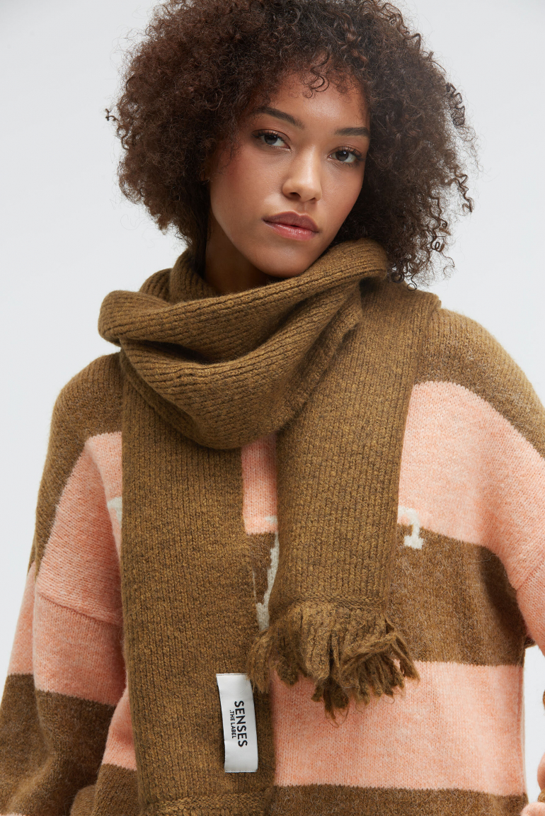 Breiter Schal AL:PA gerippt light cognac