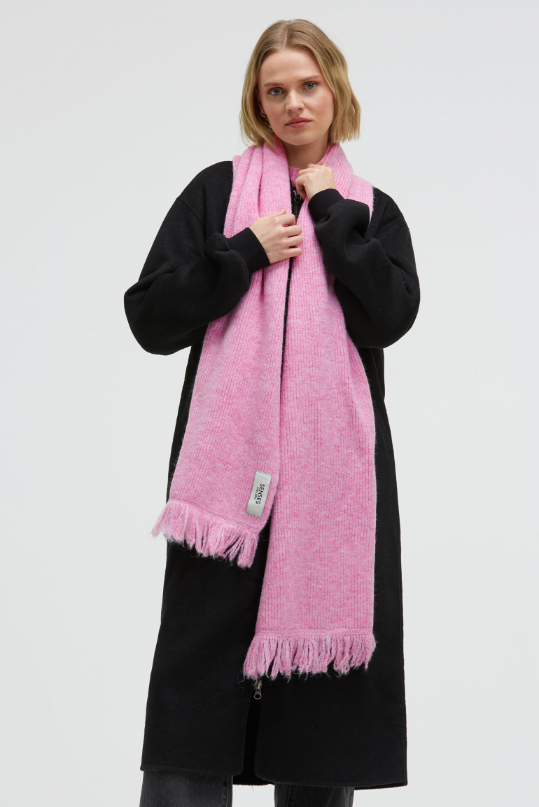 Breiter Schal AL:PA gerippt und meliert rose pink melange