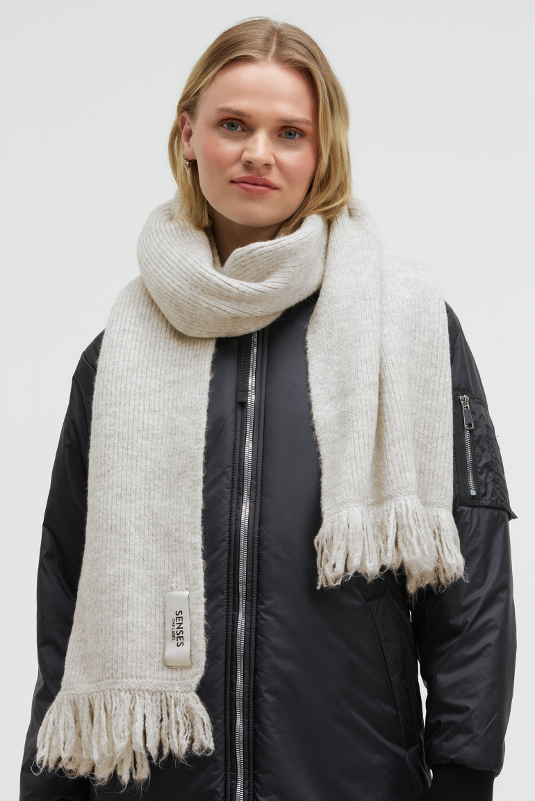 Breiter Schal AL:PA gerippt und meliert cozy grey melange