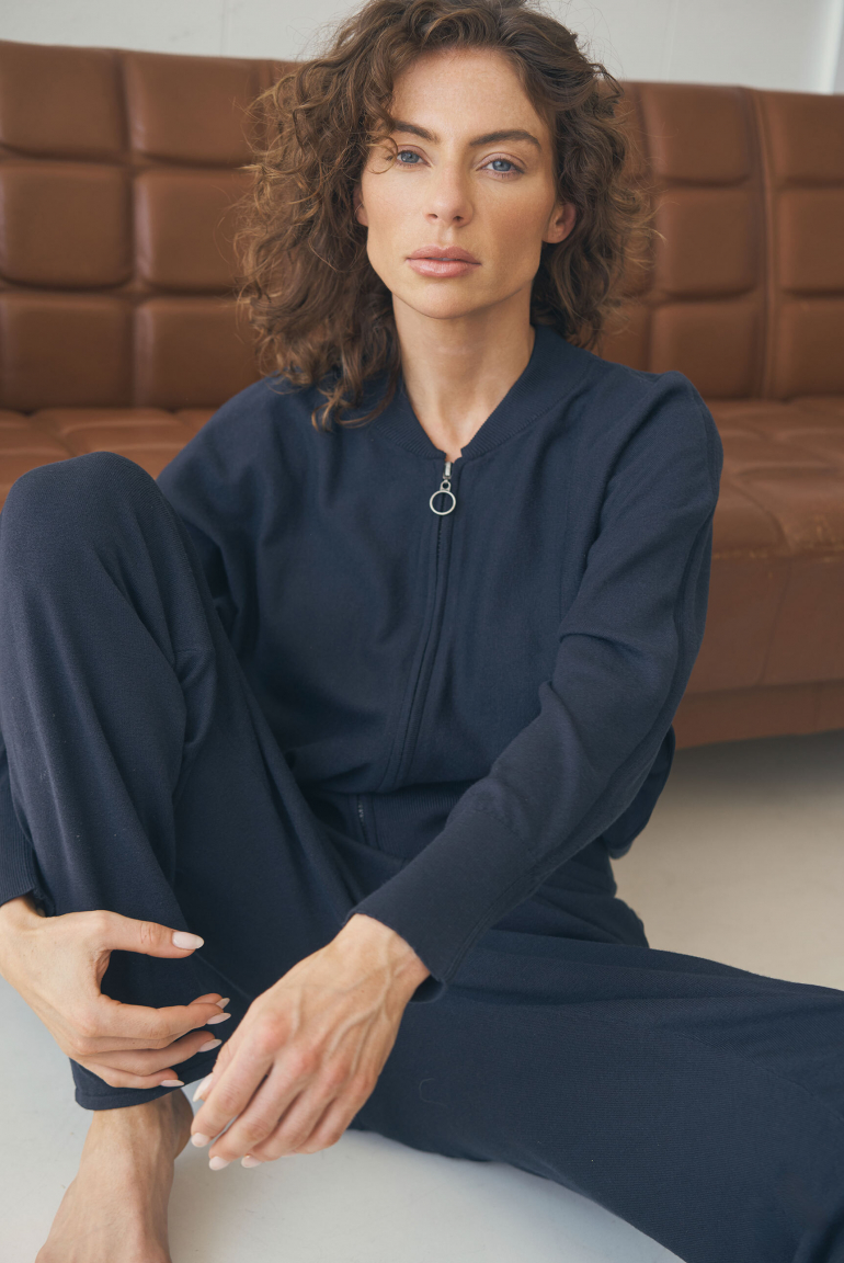 Cardigan KO:MET aus Feinstrick mit Zipper blue navy