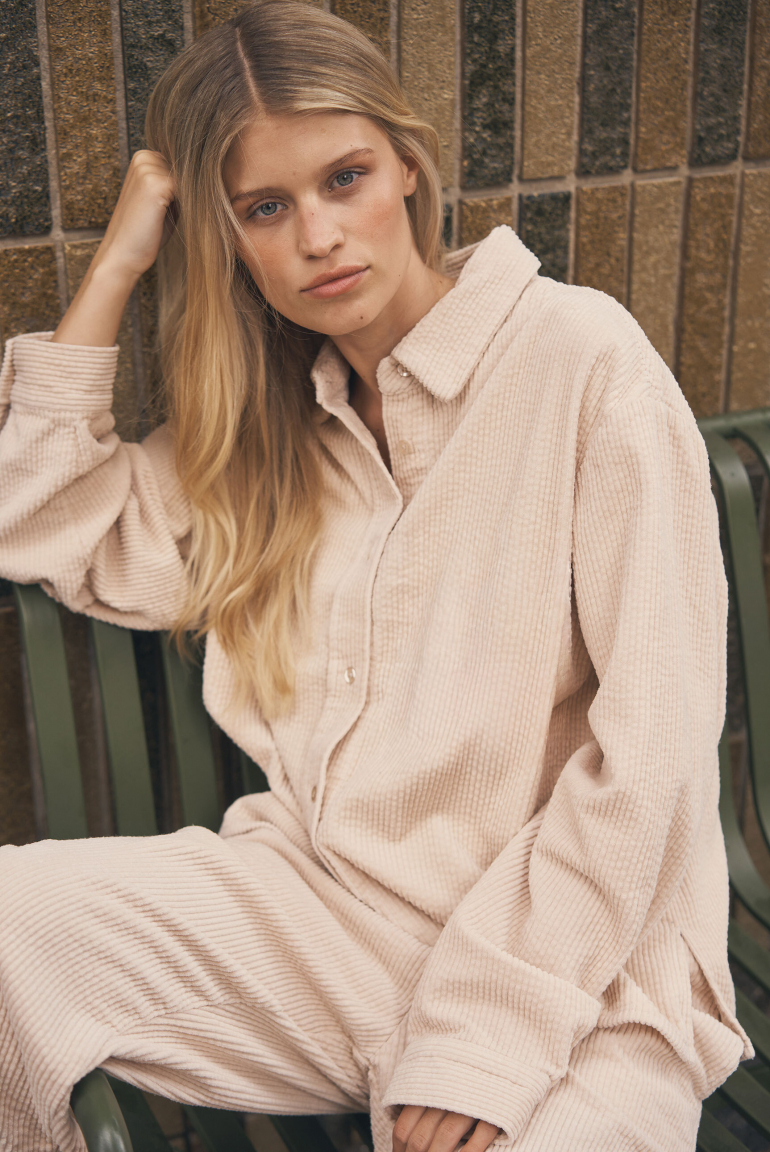 Cordbluse BES:MA im Boxy Fit bleached sand