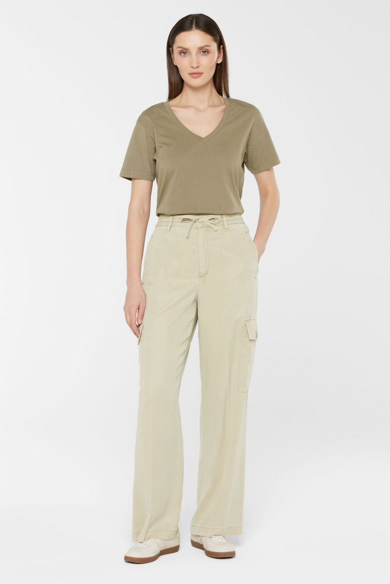 Fließende Cargohose PE:RTH mit weitem Bein light sage