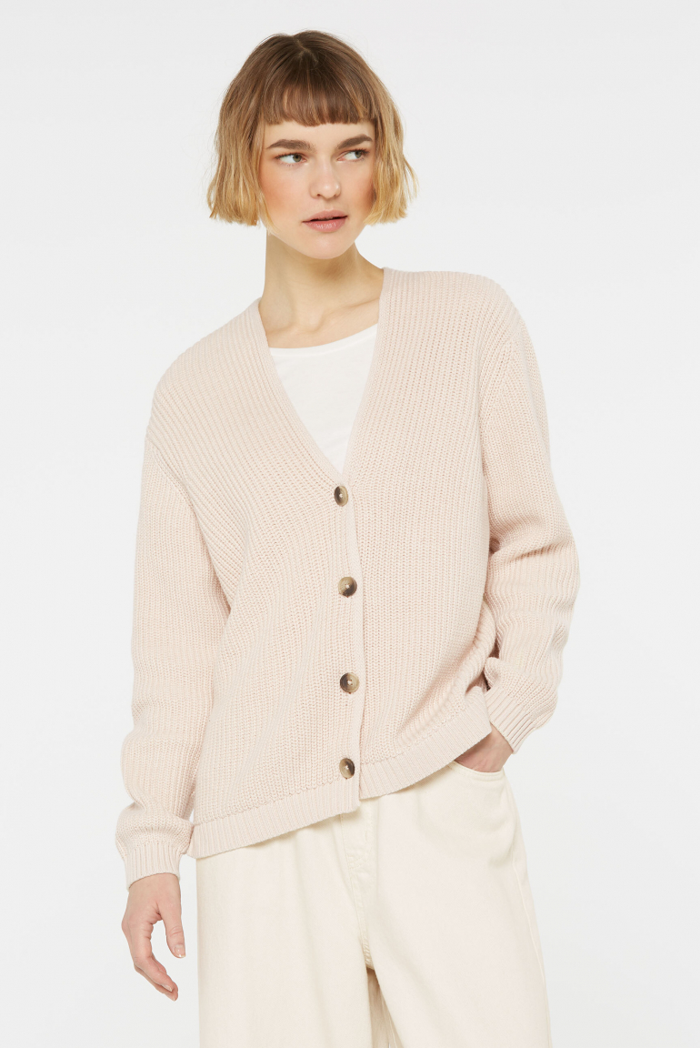 Kurz-Cardigan KANI:SSA in Rippstrick raw cotton