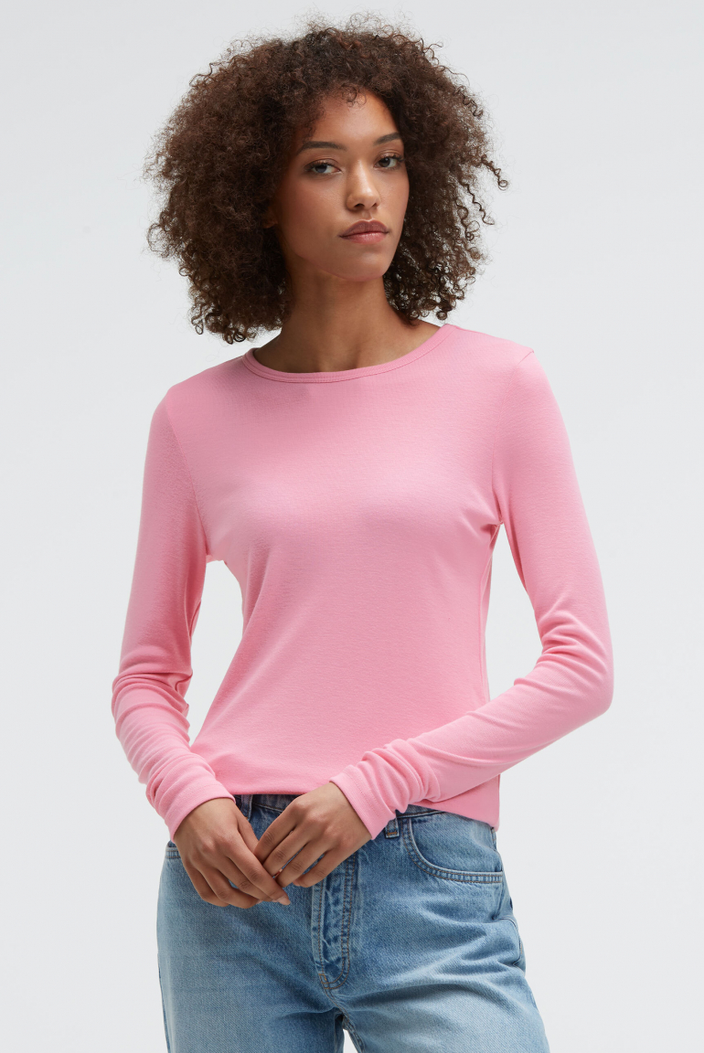 Langarmshirt TA:MINA mit Rundhalsausschnitt rose pink