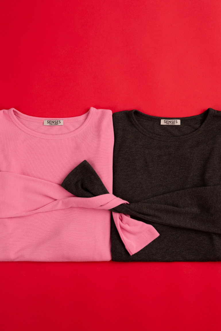 Langarmshirt TA:MINA mit Rundhalsausschnitt rose pink