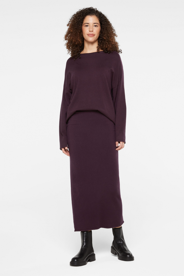 Langer Strickrock deep plum