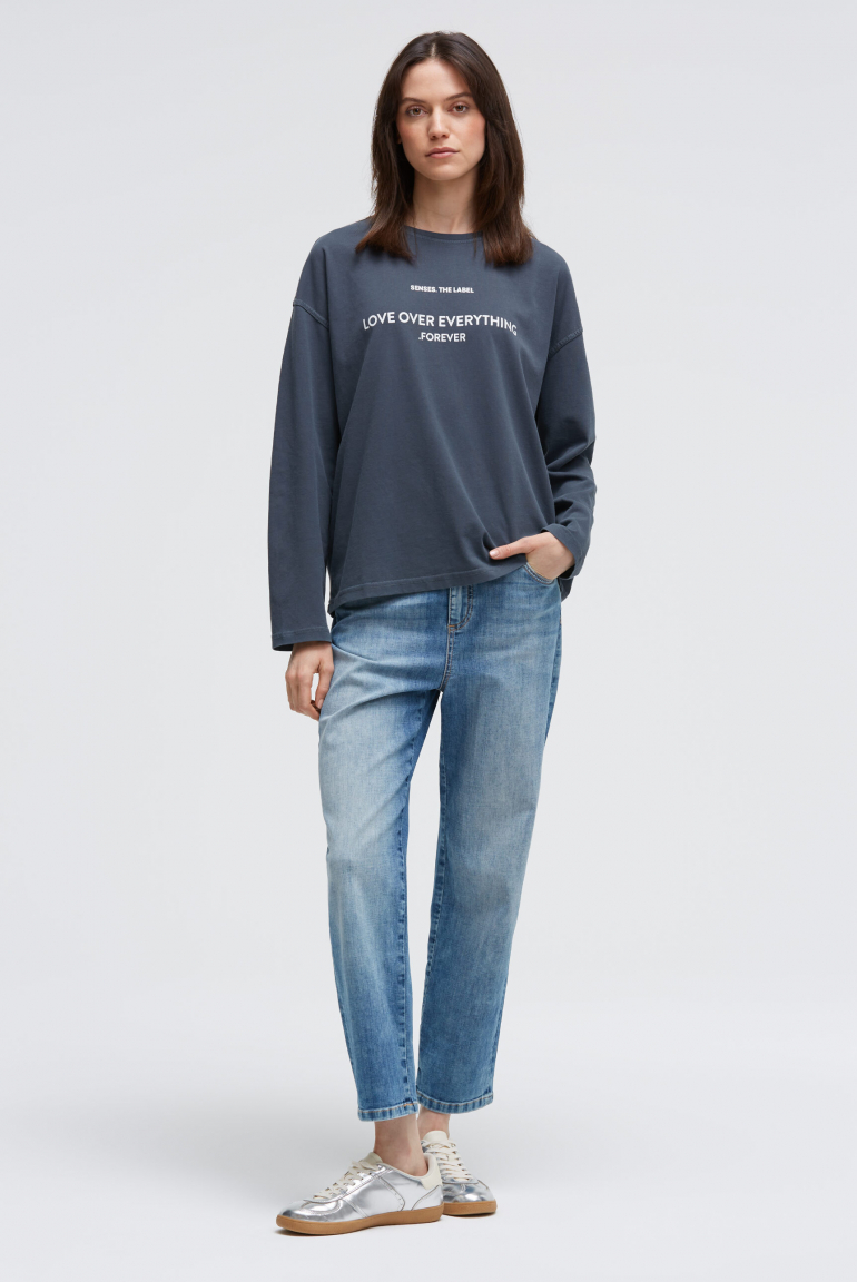 Longsleeve TA:PI mit Artwork blue navy