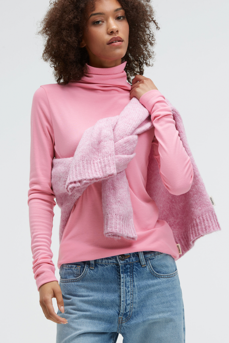 Longsleeve THA:IS mit Turtleneck rose pink