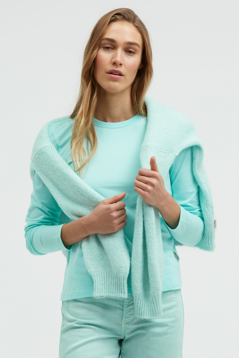 Longsleeve TU:ULA aus Jersey crystal aqua