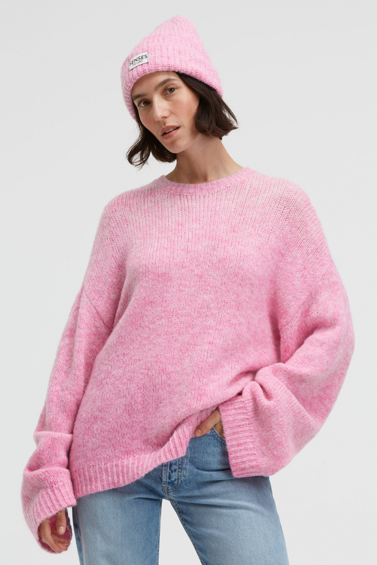 Melierter Pullover KO:BE mit weiten Ärmeln rose pink melange
