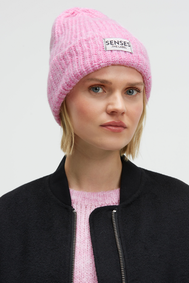 Mütze AL:PS in Rippstrick rose pink melange