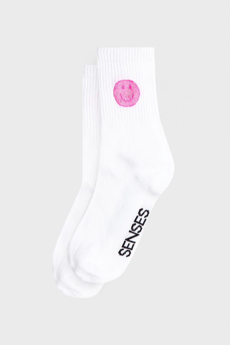 Socken A:MI mit Intarsia-Design opticwhite / neon pink