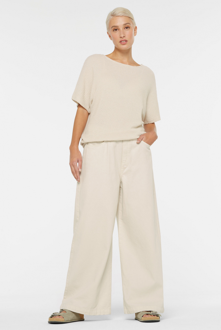 Strukturiertes Kurzarm-Shirt KAR:LA Loose Knit raw cotton