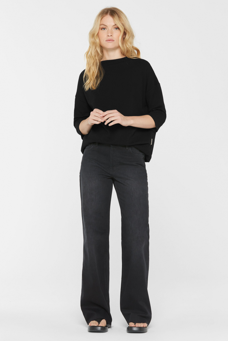 Strukturiertes Shirt TEE:GAN mit Mock-Kragen black