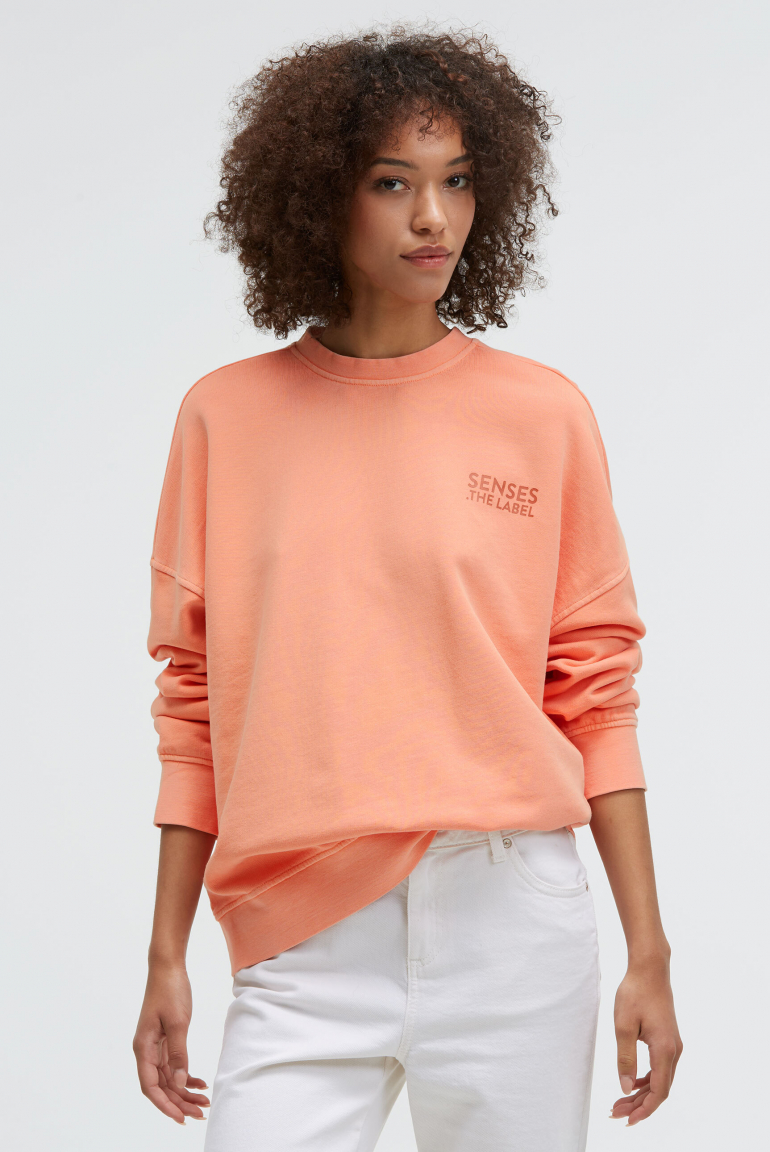 Sweatshirt STAR:LIGHT mit gewaschener Optik und Backprint peach nectar