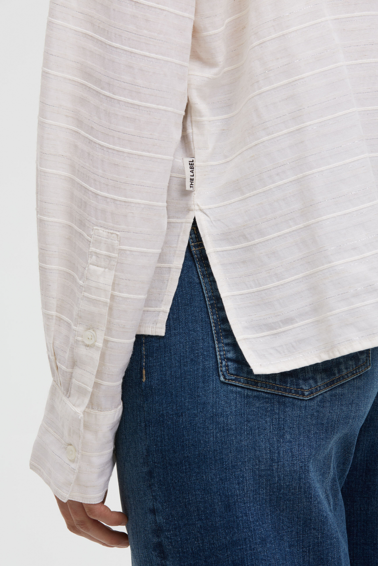 Boxy-Bluse BER:RY mit Web- und Lurexstreifen cotton white