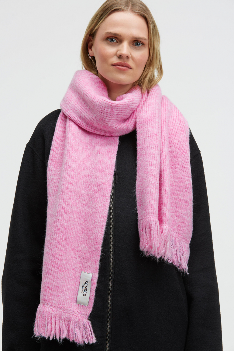 Breiter Schal AL:PA gerippt und meliert rose pink melange