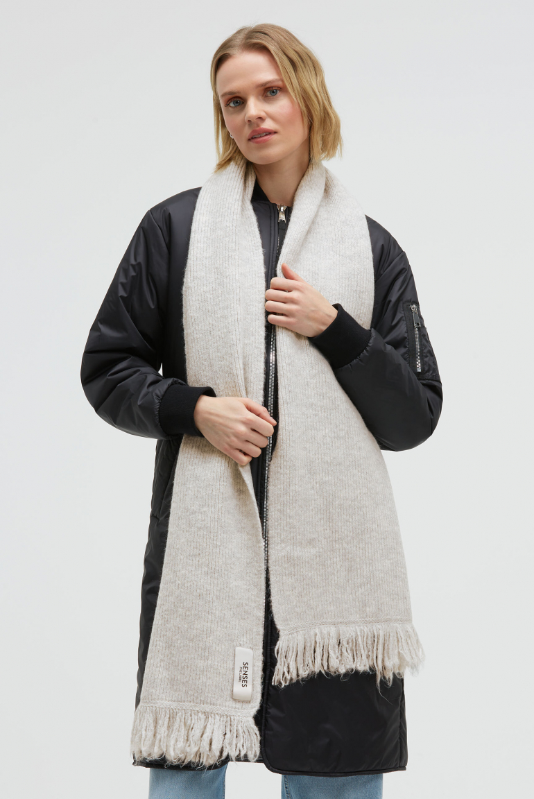 Breiter Schal AL:PA gerippt und meliert cozy grey melange