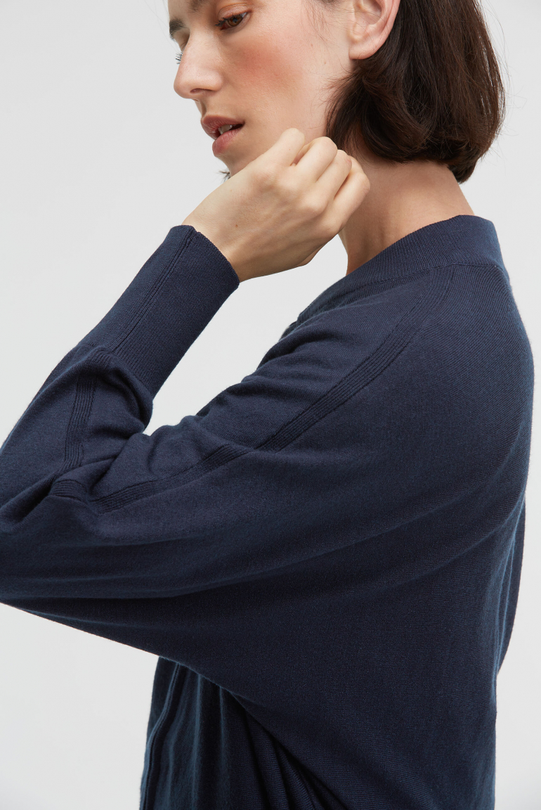 Cardigan KO:MET aus Feinstrick mit Zipper blue navy