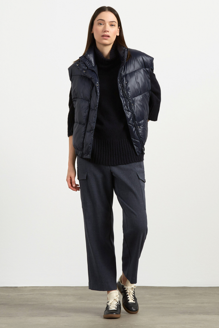 Glänzende Steppweste Oversized blue navy