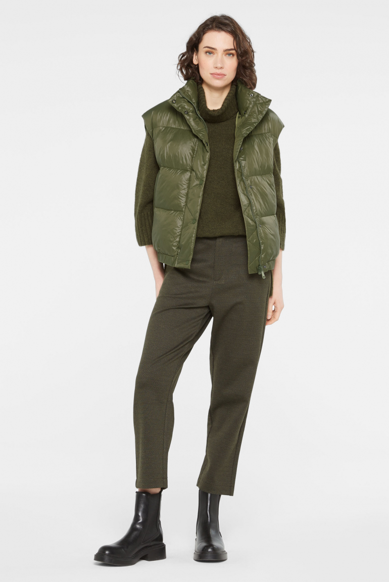 Glänzende Steppweste Oversized natural khaki