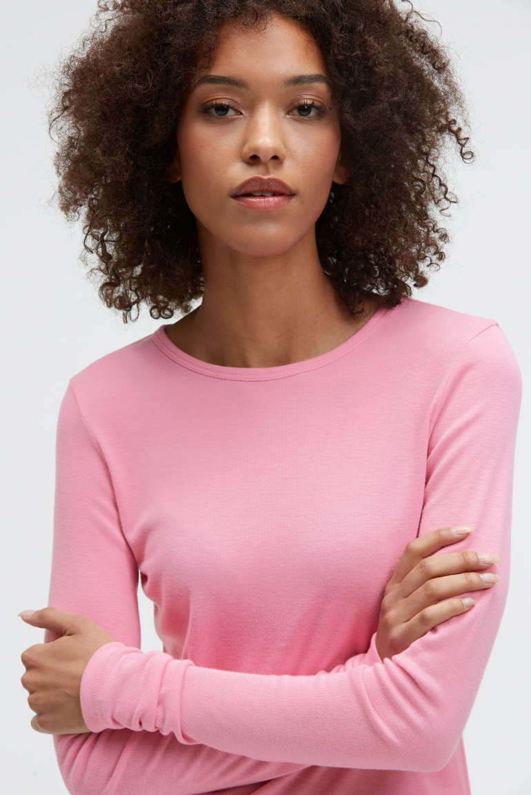 Langarmshirt TA:MINA mit Rundhalsausschnitt rose pink