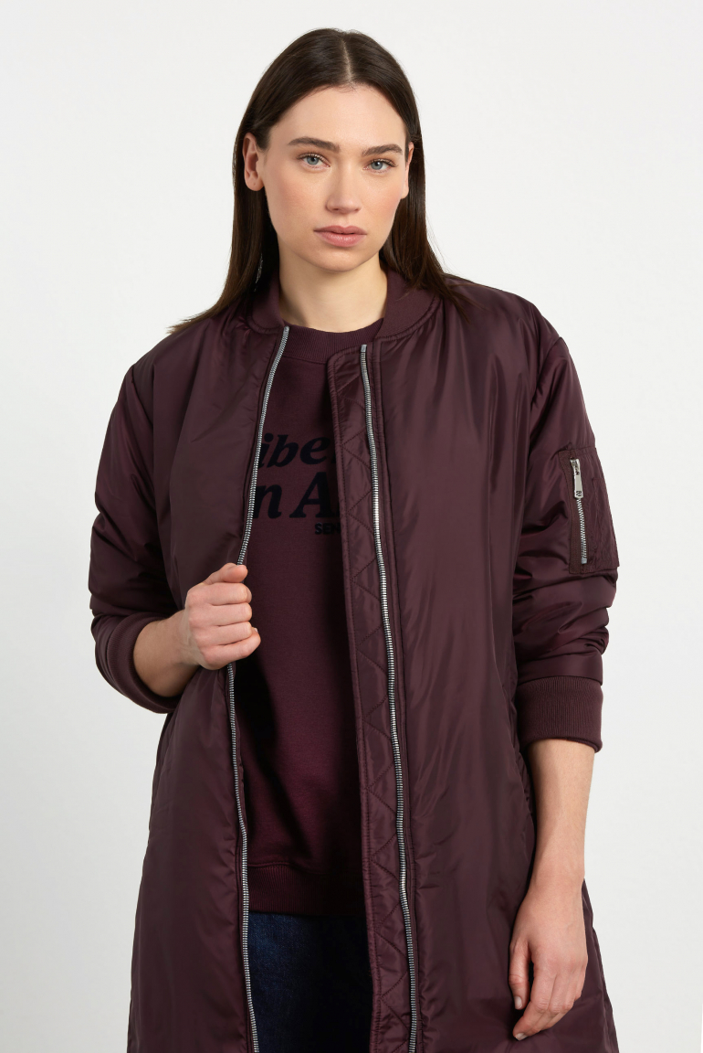 Lange Jacke im Blouson-Stil deep plum