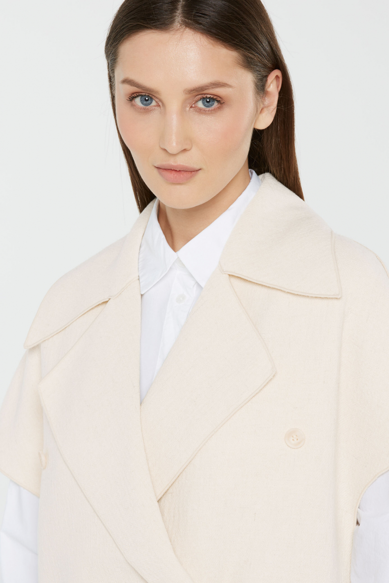 Lange Weste O:LA aus Woll-Mix mit Reverskragen white