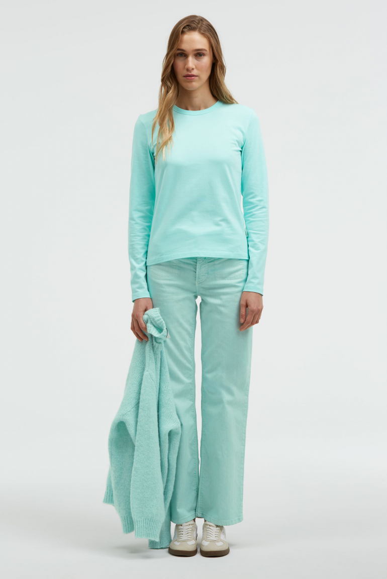 Longsleeve TU:ULA aus Jersey crystal aqua