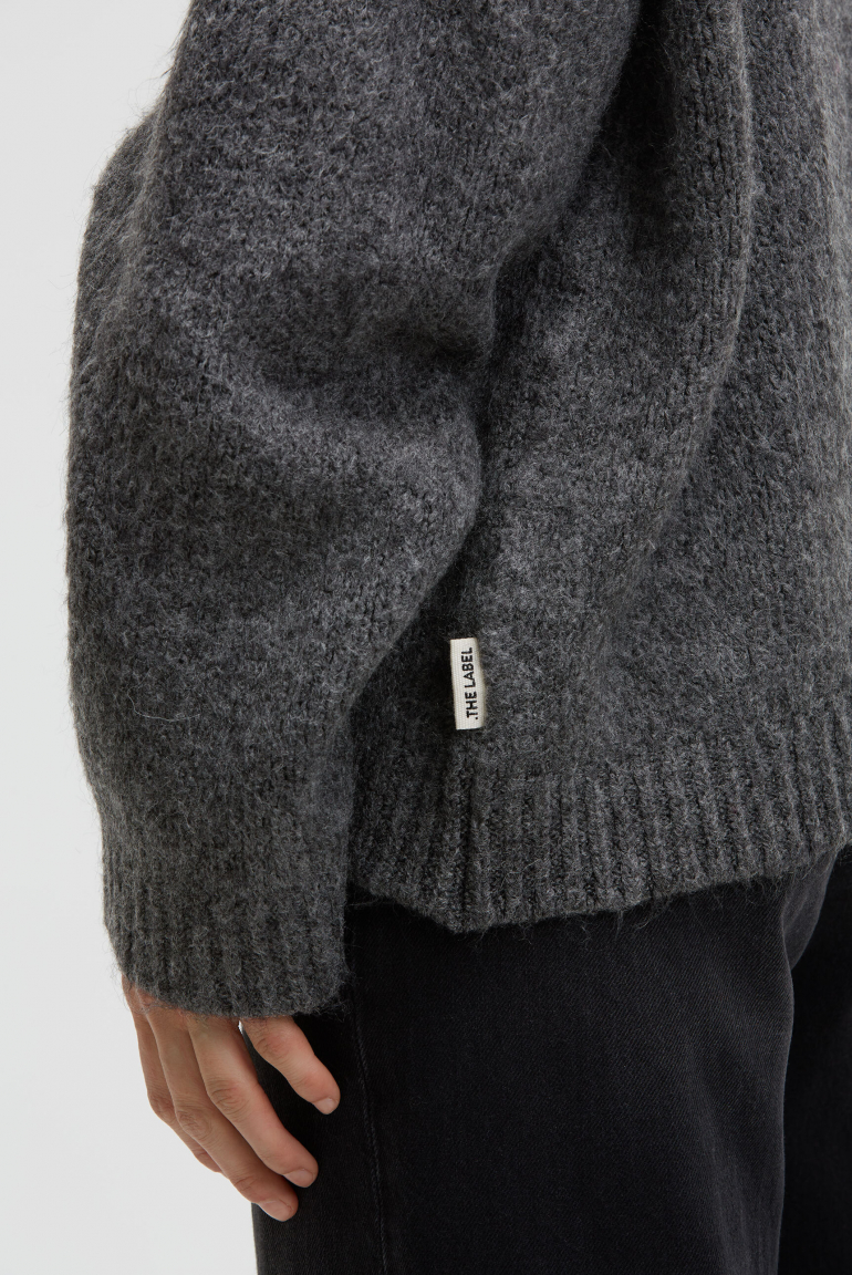 Melierter Pullover KO:BE mit weiten Ärmeln anthra melange