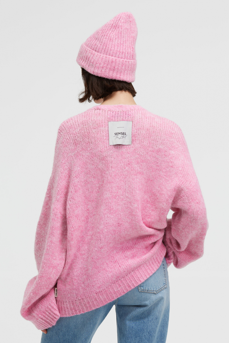 Melierter Pullover KO:BE mit weiten Ärmeln rose pink melange