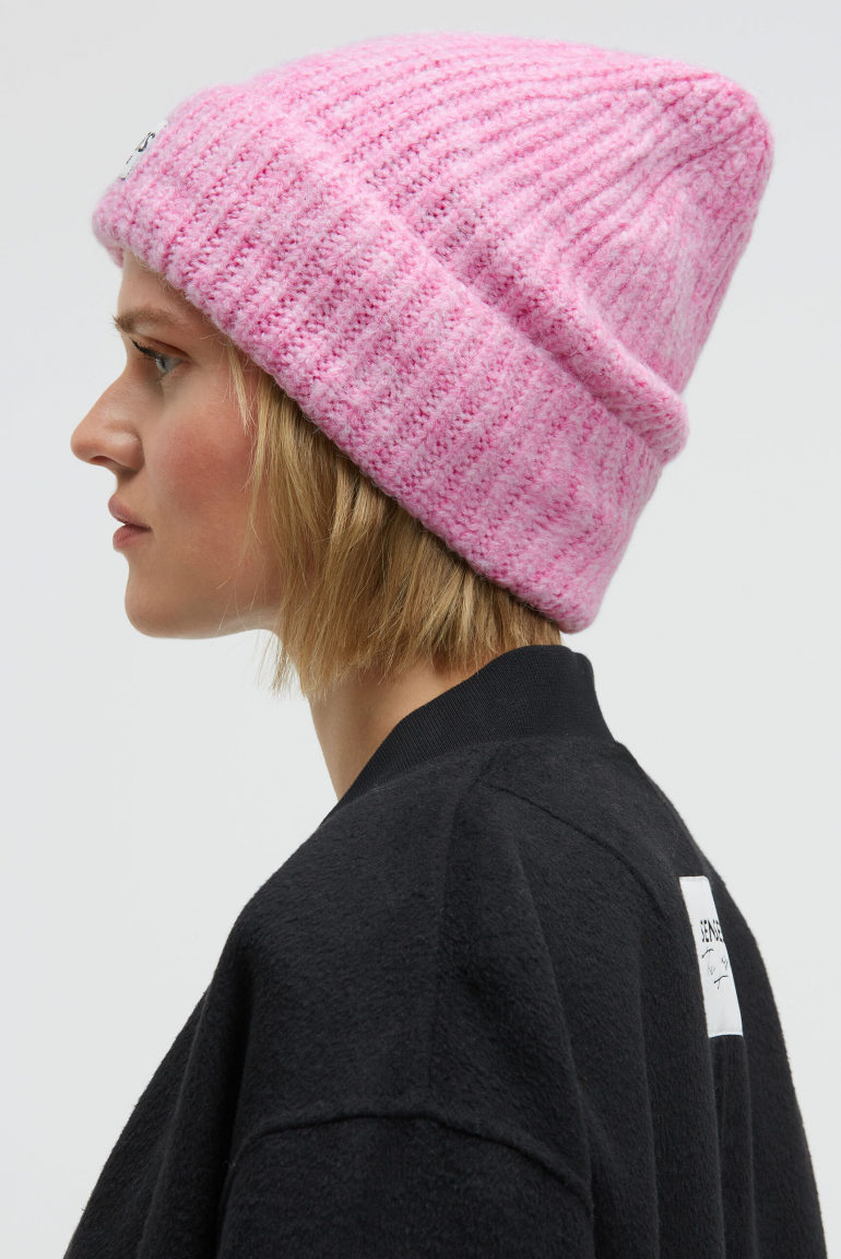 Mütze AL:PS in Rippstrick rose pink melange