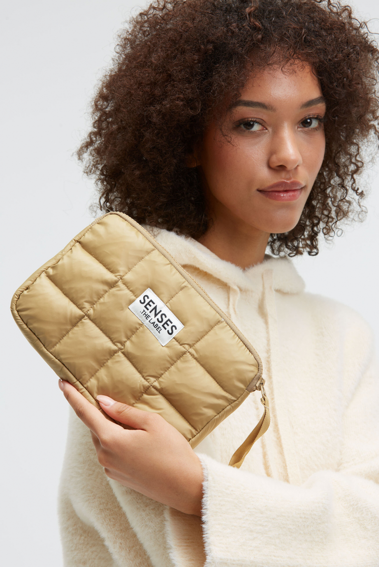 Puffer Beauty Bag ALLI:SON light cognac