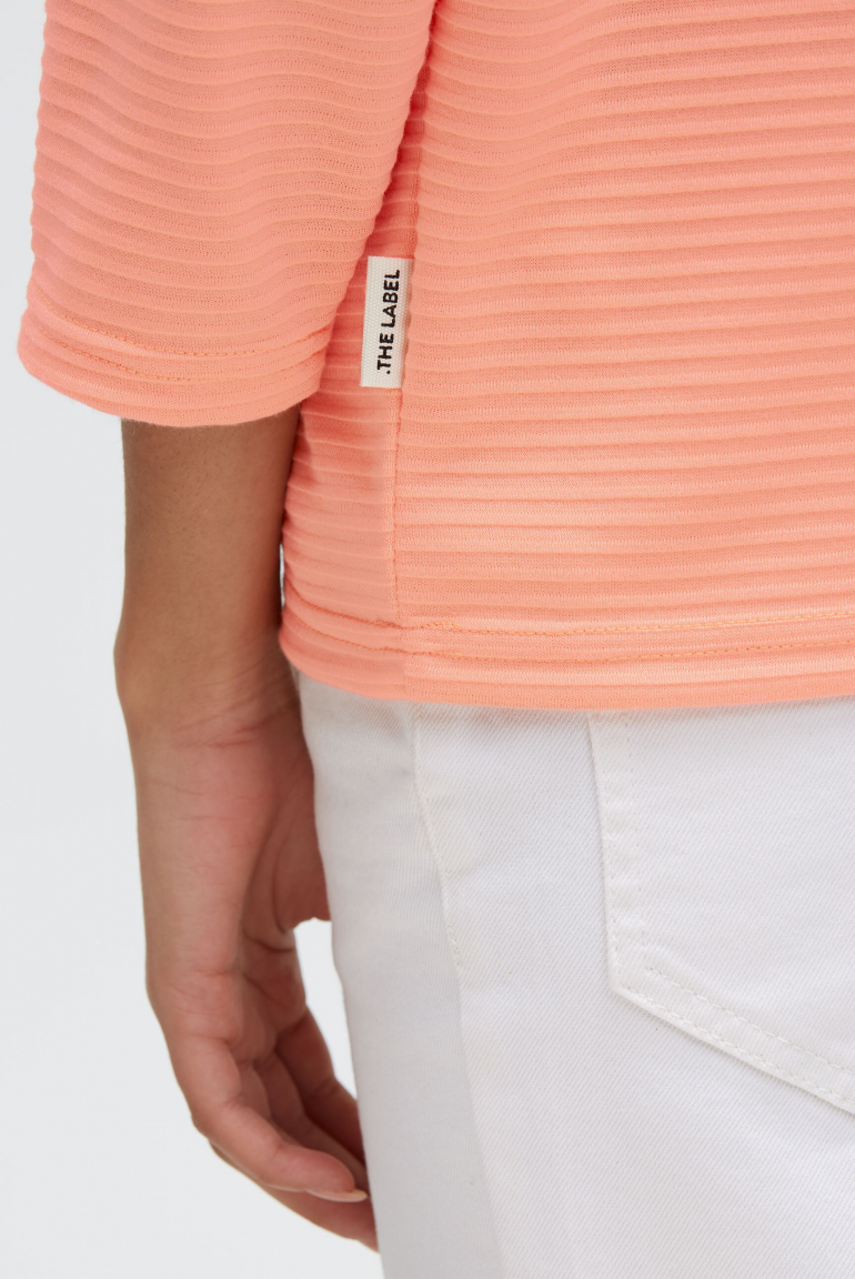 Sweatshirt SPA:CE mit verkürzten Raglanärmeln und Strukturstreifen peach nectar