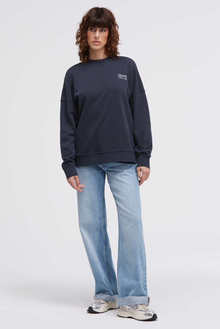 Sweatshirt STAR:LIGHT mit gewaschener Optik und Backprint blue navy