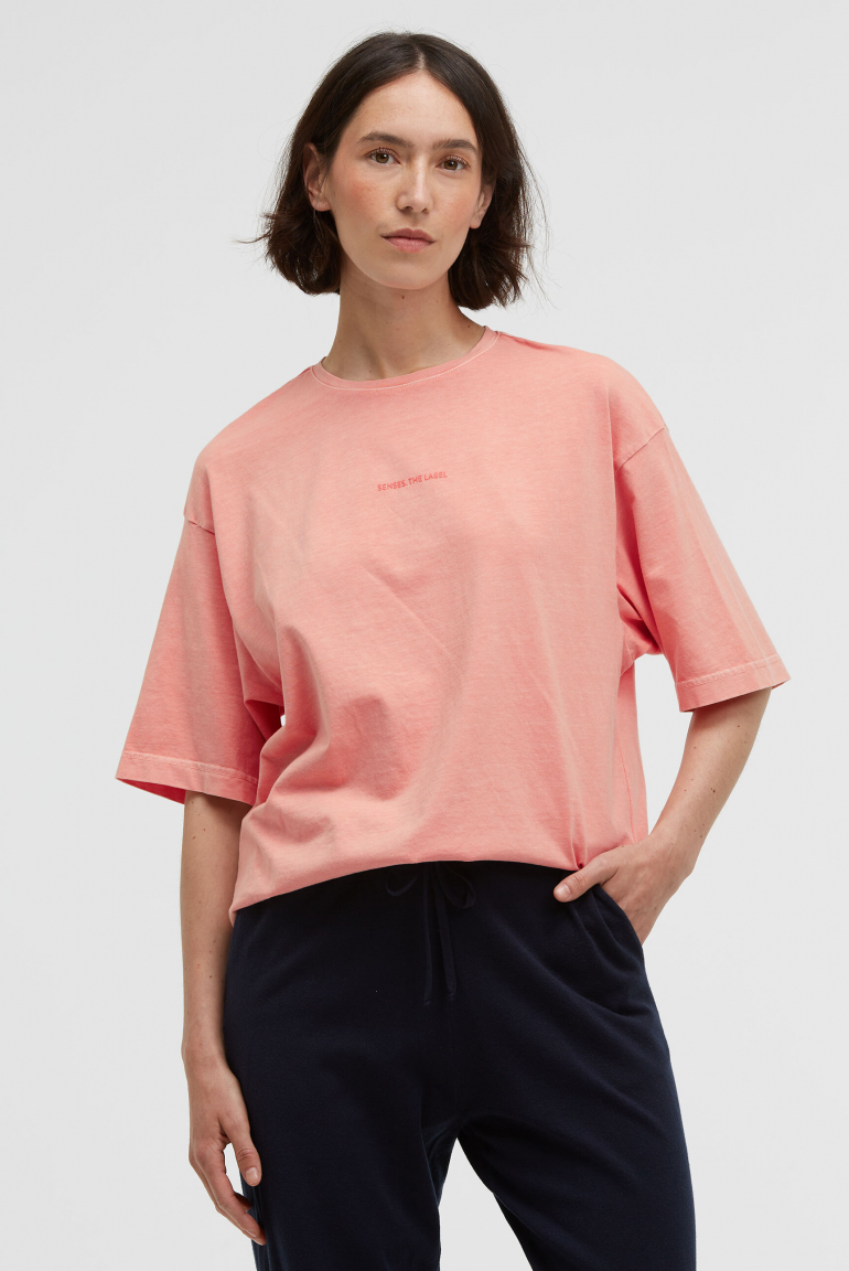 T-Shirt TEC:LA Oversized mit gewaschener Optik peach nectar