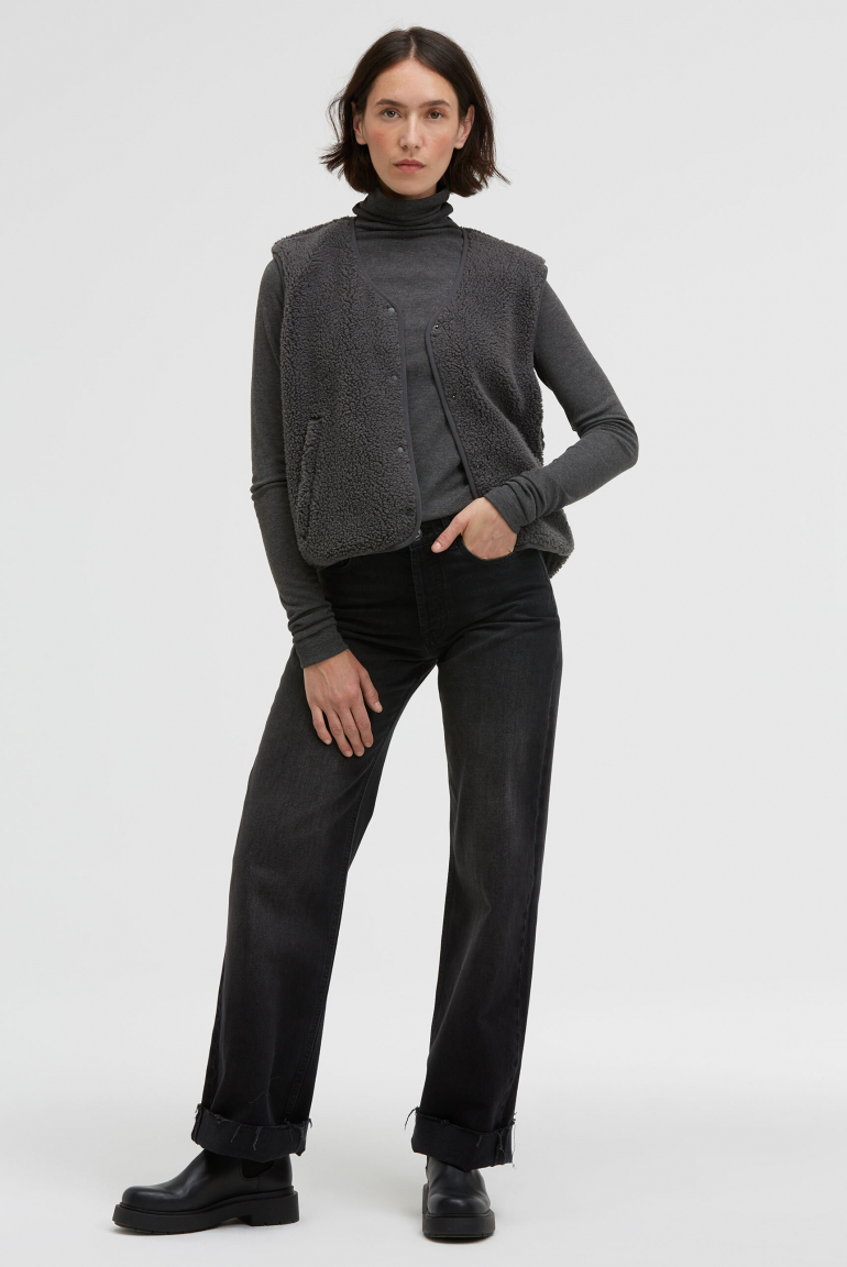 Weste SV:EA im Sherpa-Look anthra melange