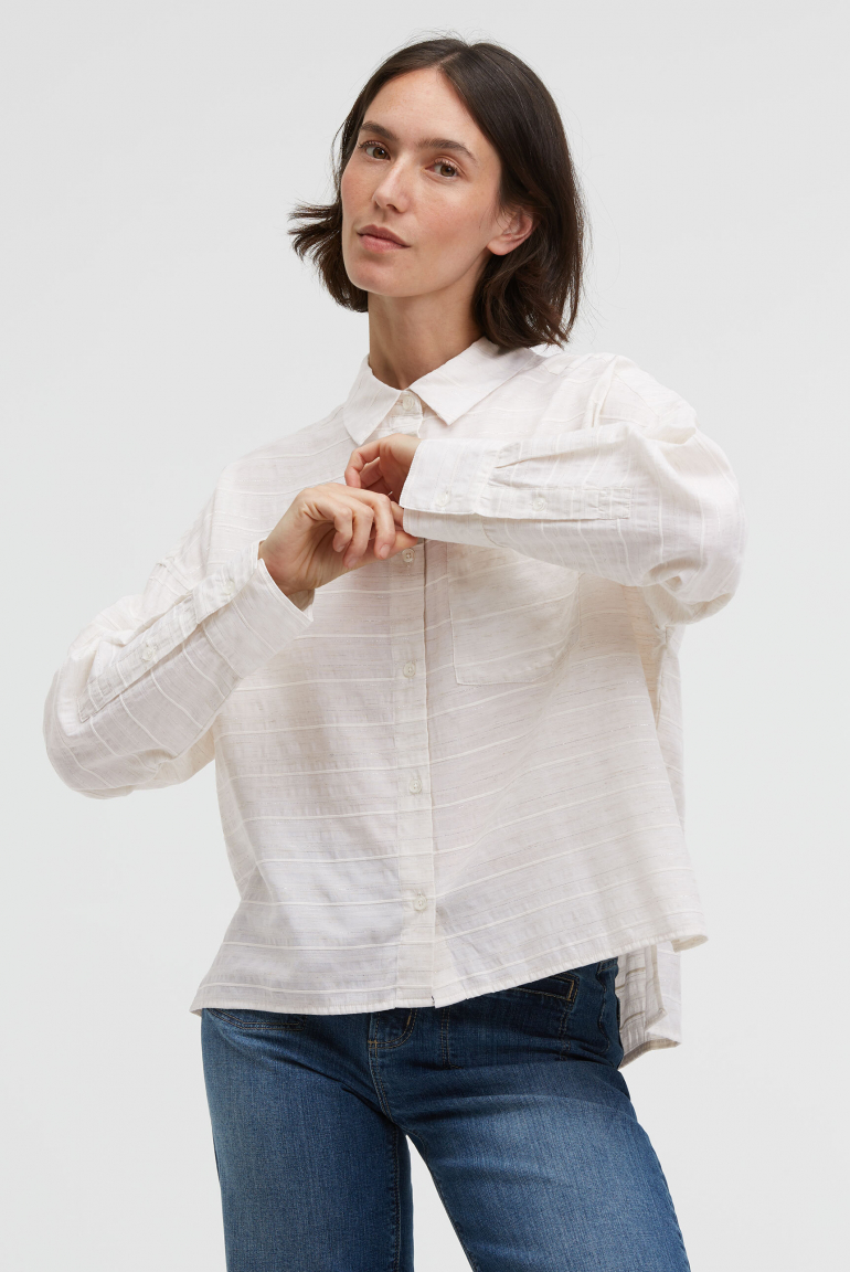 Boxy-Bluse BER:RY mit Web- und Lurexstreifen