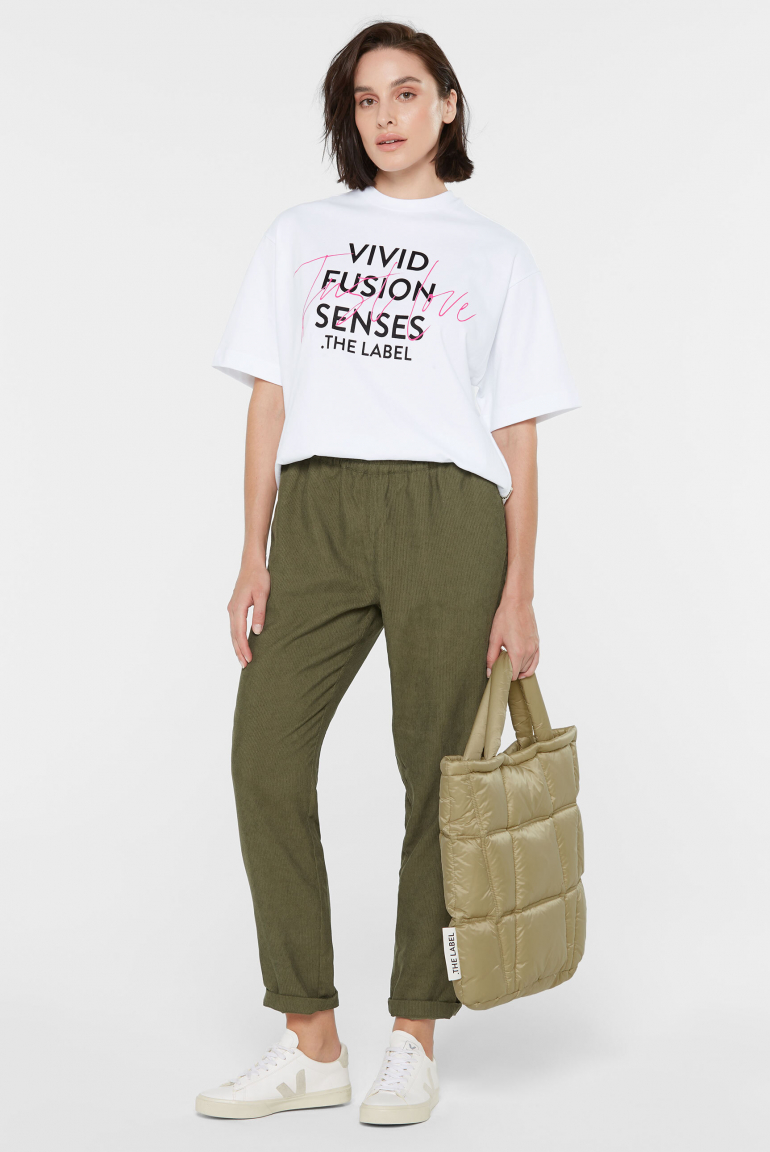 Cordhose PEA:CE mit Elastikbund im Jogger-Stil