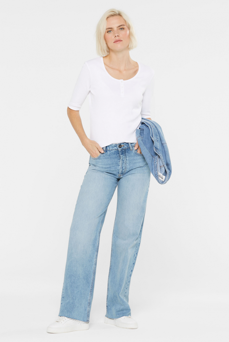 Geripptes Serafino-Shirt TO:VE