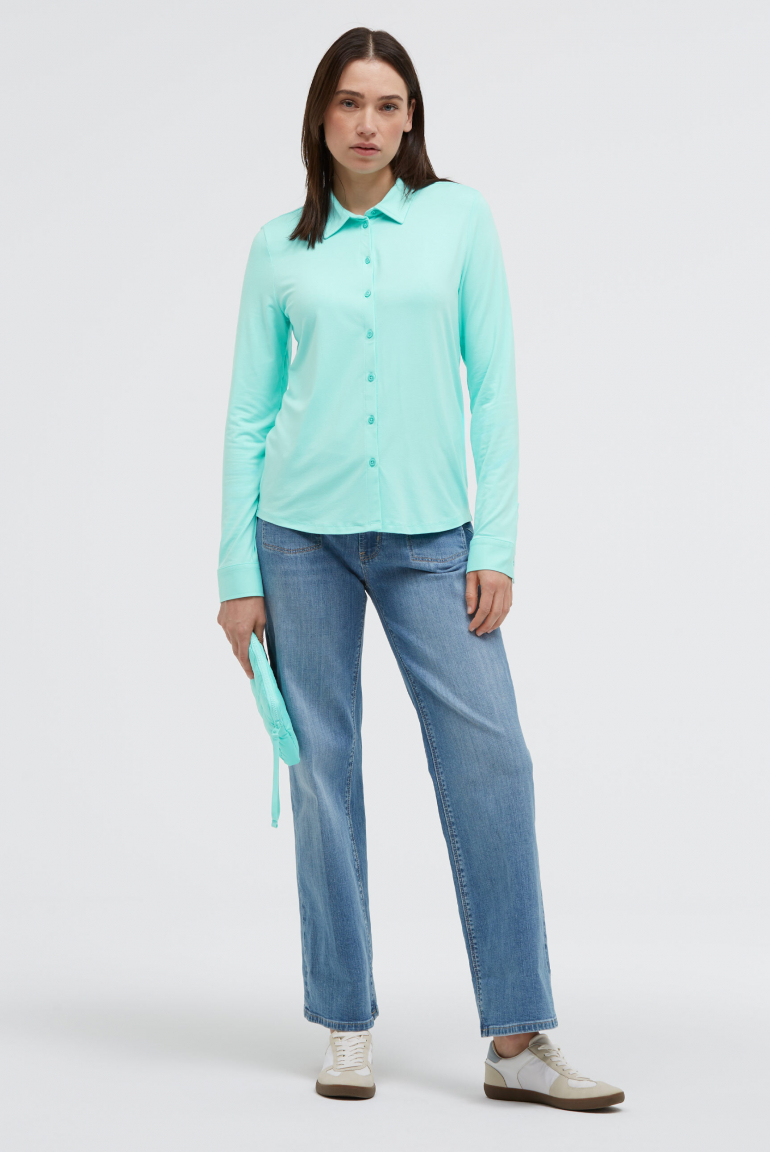 Jersey-Bluse BEE:RCK mit Knopfleiste