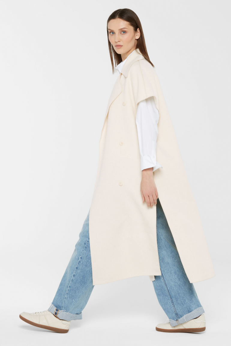 Lange Weste O:LA aus Woll-Mix mit Reverskragen