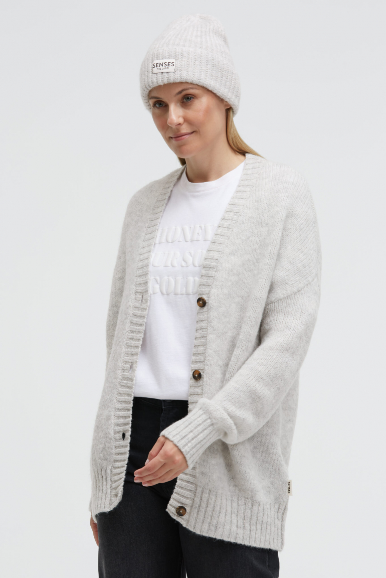 Melierter Oversized Cardigan KO:FU mit V-Ausschnitt