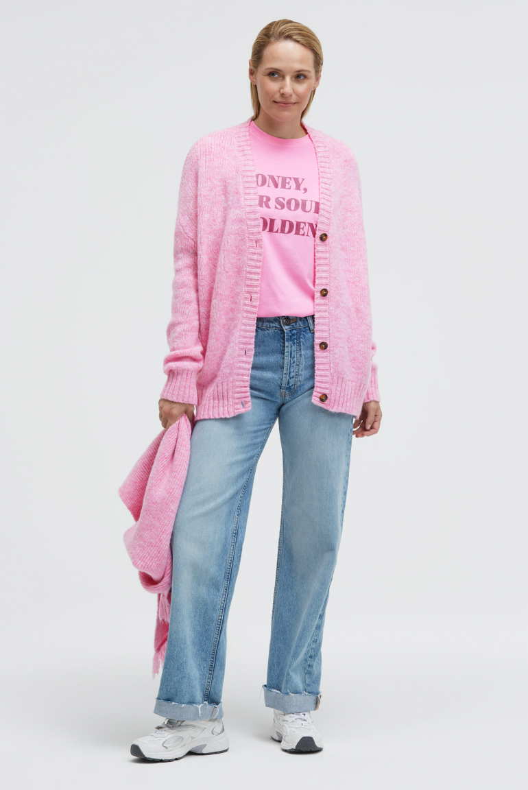 Melierter Oversized Cardigan KO:FU mit V-Ausschnitt